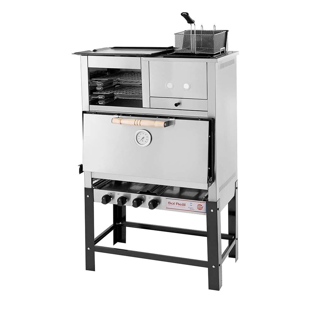 [HR-8P-PL-FREI] Horno 8 Pizzas con Plancha y Freidora Sol Real