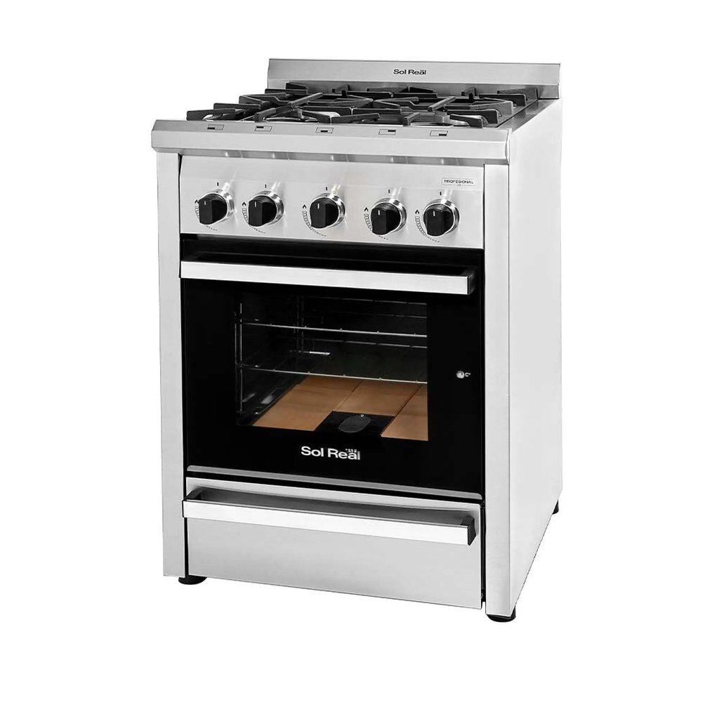 [COC-60-MULTIG-VID] Cocina Profesional Multi Gas 60 cm Puerta Vidrio y Parrilla Sol Real