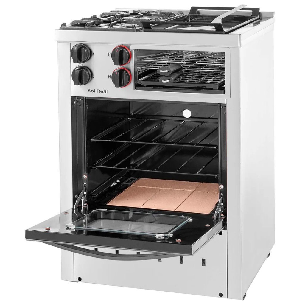 [COC-MULTI-2H-CARL] Cocina Multifunción 2 Hornallas con Carlitero Plancha y Parrilla Sin Humo Sol Real