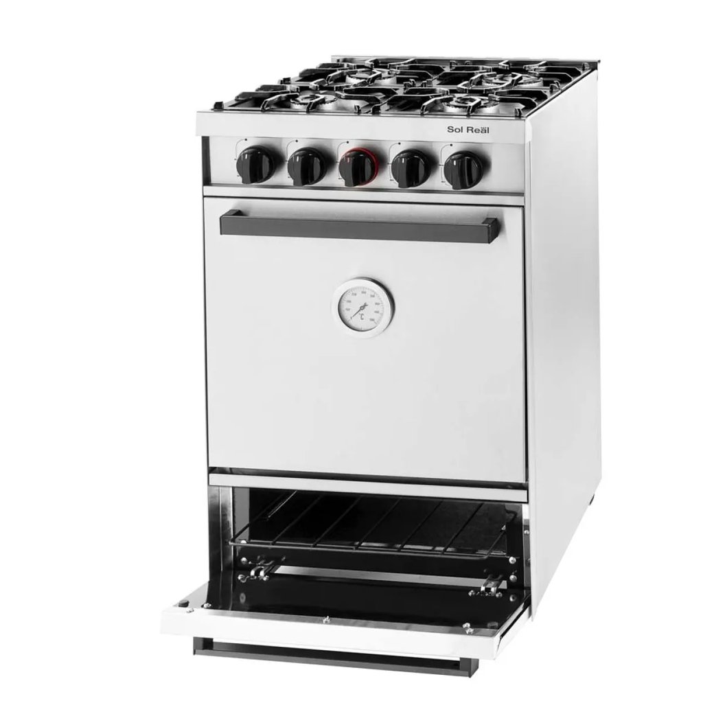 [COC-535-4H-AC-GR] Cocina 535 4 Hornallas Puerta Acero y Grill Sol Real
