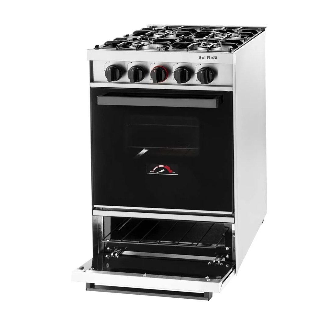 Cocina 535 4 Hornallas Puerta Vidrio y Grill Sol Real