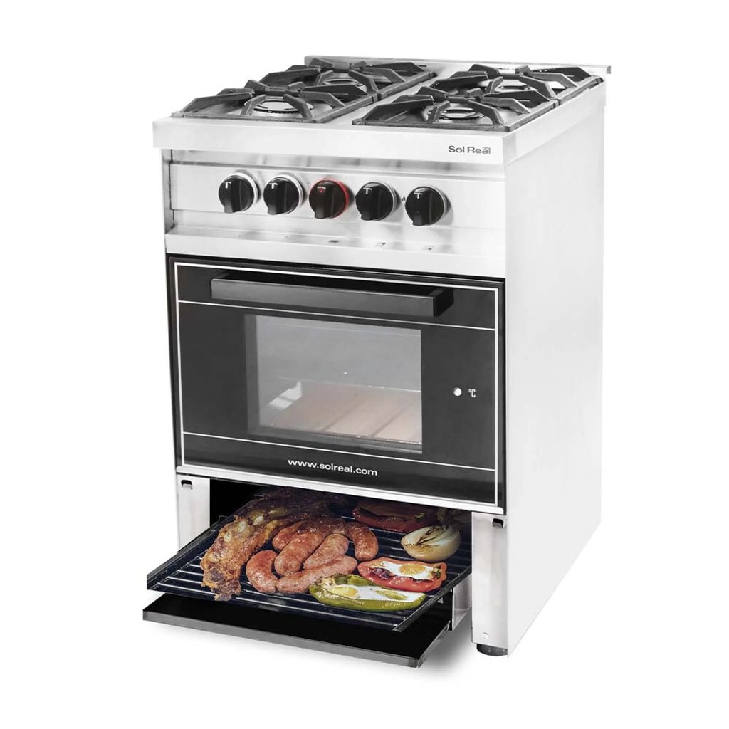[COC-MINI-4H-VID-GR] Cocina Mini 4 Hornallas Puerta de Vidrio y Parrilla Sol Real