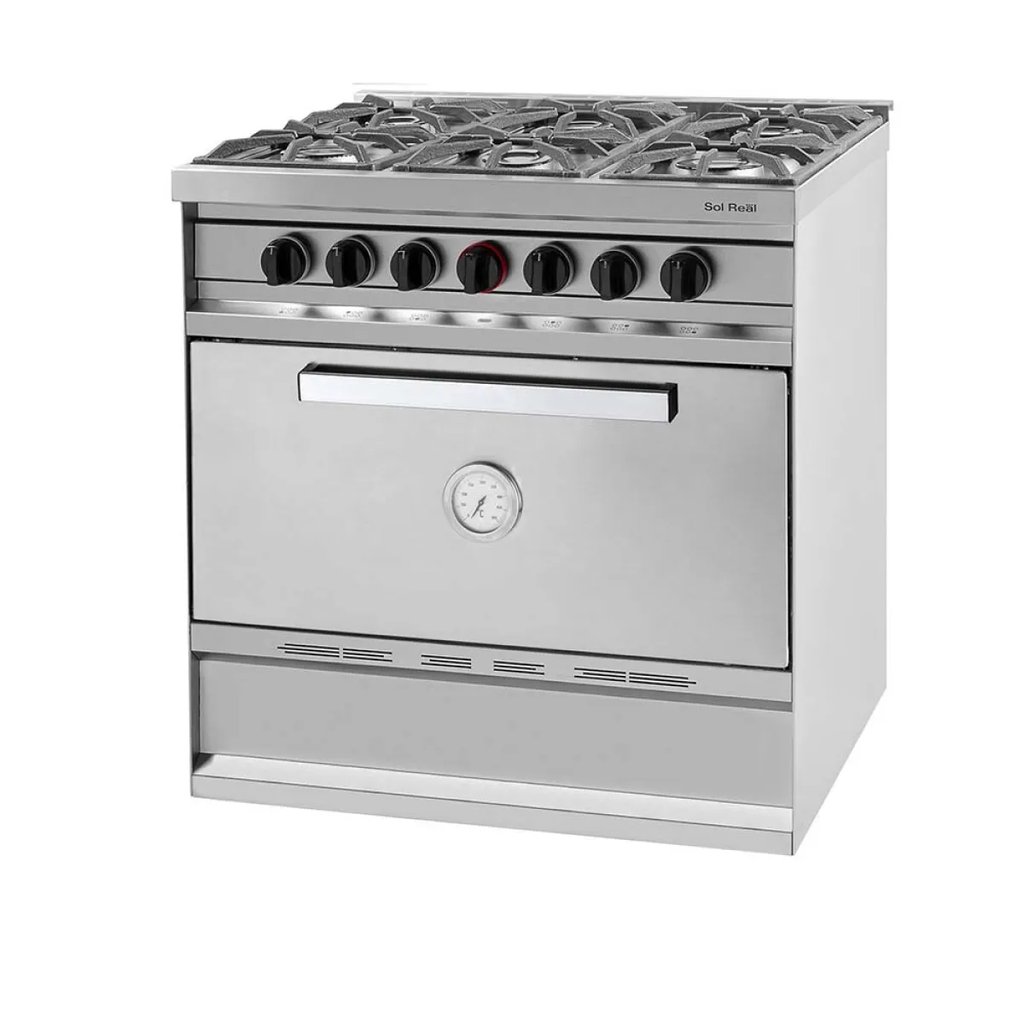 Cocina Mini 6 Hornallas Puerta Acero Sol Real